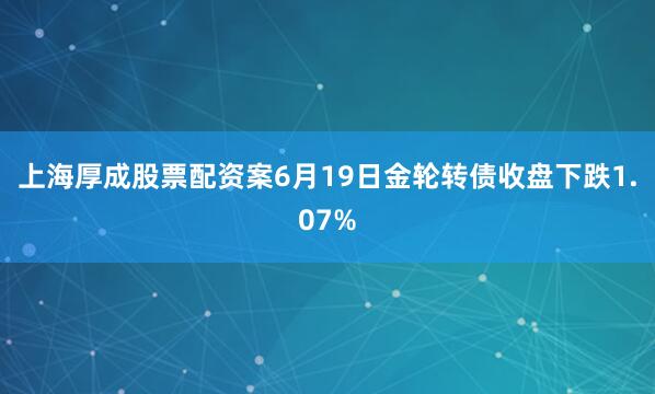 上海厚成股票配资案6月19日金轮转债收盘下跌1.07%
