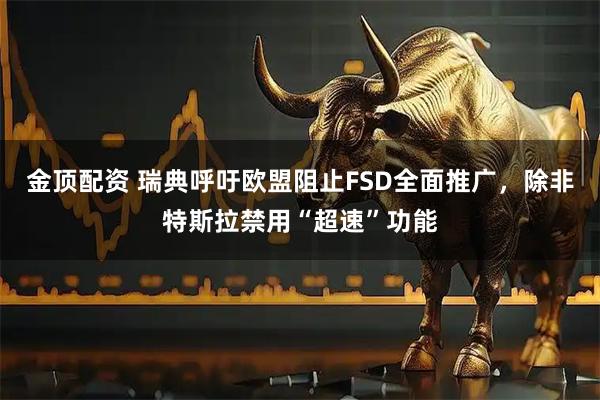 金顶配资 瑞典呼吁欧盟阻止FSD全面推广，除非特斯拉禁用“超速”功能